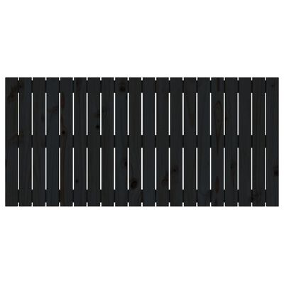 vidaXL Stensko posteljno vzglavje črno 127,5x3x60 cm trdna borovina