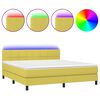 vidaXL Box spring postelja z vzmetnico LED zelena 160x200 cm blago
