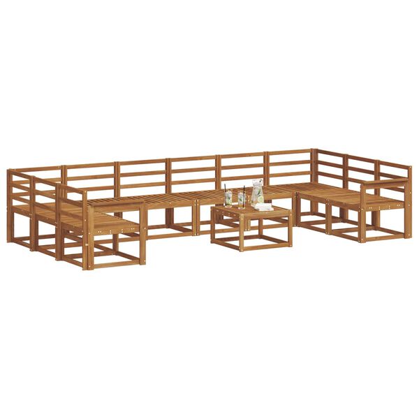 vidaXL Zunanja garnitura za sedenje 11 pcs Naravna Masiven les akacije