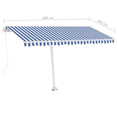 vidaXL Ročno zložljiva tenda z LED lučmi 400x300 cm modra in bela