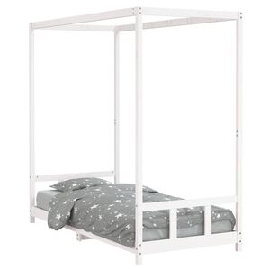 vidaXL Otro&scaron;ki posteljni okvir bel 90x200 cm trdna borovina