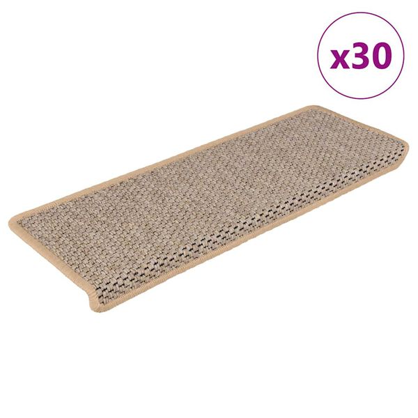 vidaXL Samolepilne preproge za stopnice sisal 30 kosov 65x21x4 cm bež