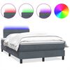 vidaXL Box spring postelja z vzmetnico LED temno siva 120x210 cm žamet