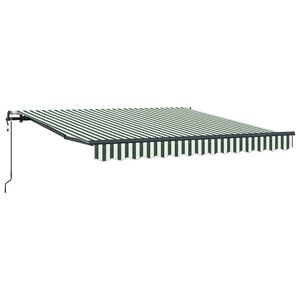 vidaXL Vlečna tenda Zelena in Bela 350 x 250 cm Tkanina in aluminij