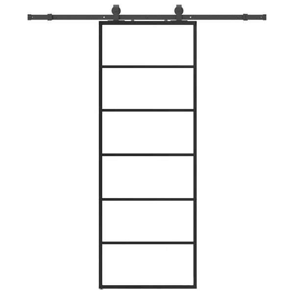 vidaXL Drsna vrata z opremo črna 76x205 cm ESG steklo