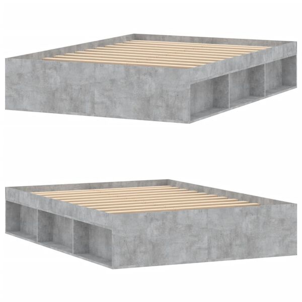 vidaXL Posteljni okvir betonsko siv 135x190 cm