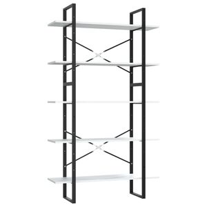 vidaXL Knjižna omara 5-nadstropna bela 100x30x175 cm inženirski les