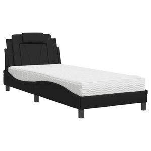 vidaXL Postelja z vzmetnico Viana črna 80x200 cm umetno usnje