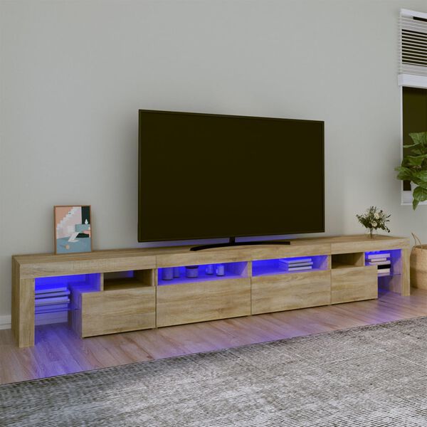 vidaXL TV omarica z LED lučkami sonoma hrast 260x36,5x40 cm
