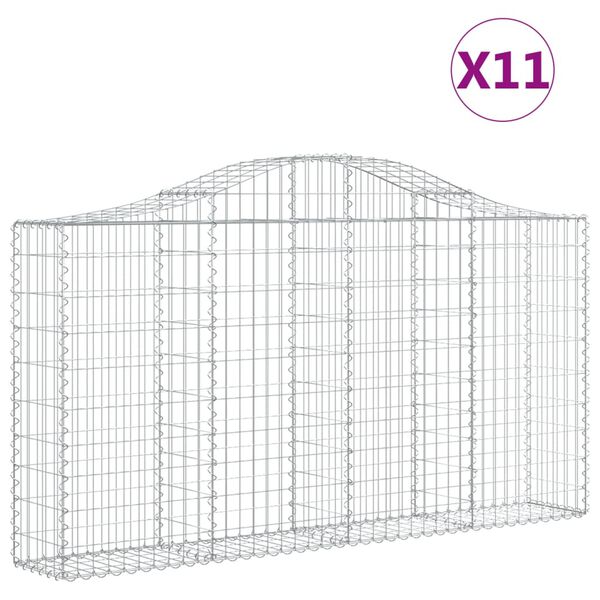 vidaXL Obokane gabion košare 11kosov 200x30x100/120cm pocinkano železo