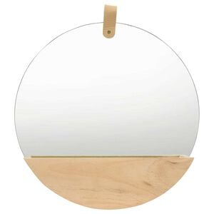 vidaXL Stensko ogledalo trdna borovina 35 cm