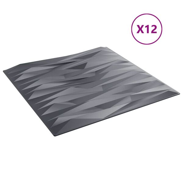 vidaXL Stenski paneli 12 kosov sivi 50x50 cm XPS 3 m² kamen