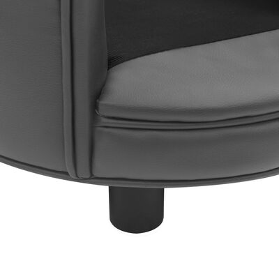 vidaXL Pasji kavč siv 48x48x32 cm iz pliša in umetnega usnja