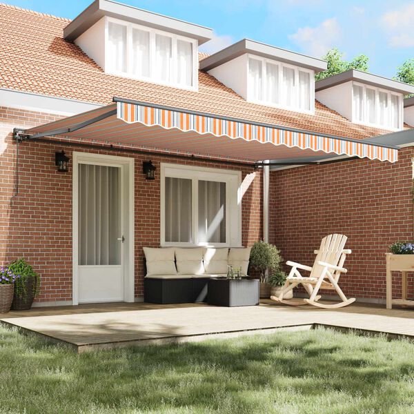 vidaXL Retraktilna tenda Modra in Oranžna 450 &times; 300 cm