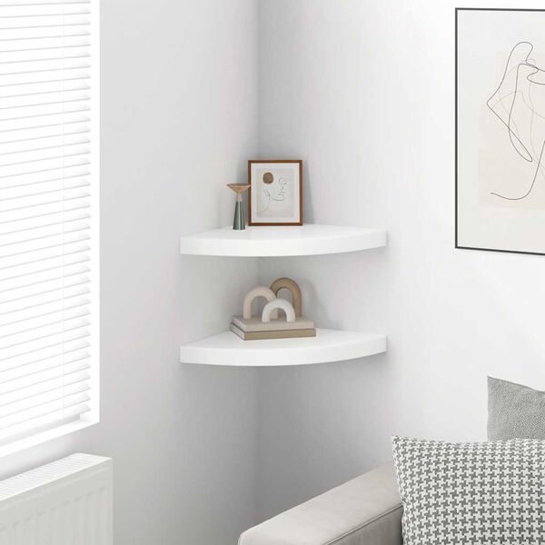 vidaXL Kotne police 2 kosa visok sijaj bele 35x35x3,8 cm MDF