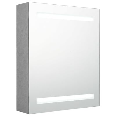 vidaXL LED kopalniška omarica z ogledalom betonsko siva 50x14x60 cm