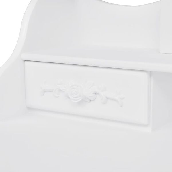 vidaXL Toaletna miza s stolčkom in 3 ogledali bele barve