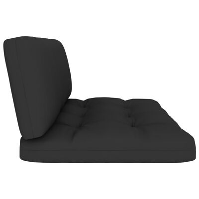 vidaXL Sedežna garnitura iz palet 4-delna + blazine črna borovina
