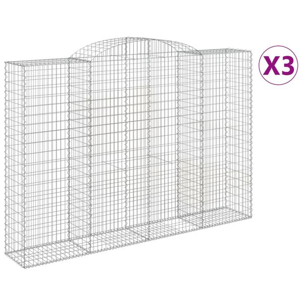 vidaXL Obokane gabion košare 3 kosa 300x50x200/220 cm pocinkano železo