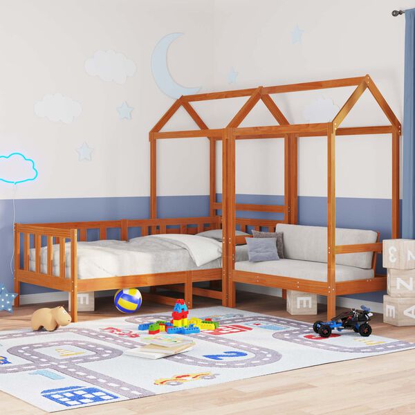 vidaXL Sklad dnevne postelje Voskan Rjava 90 x 200 cm Masivna borovina