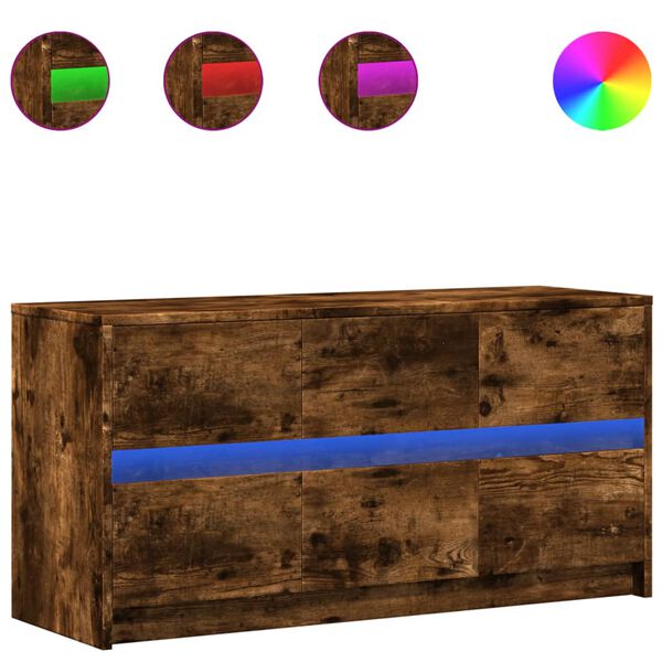 vidaXL TV omarica LED dimljeni hrast 100x34x50 cm inženirski les