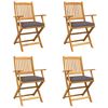vidaXL Zložljiva stolica z blazino 4 pcs Siva 49 x 57.5 x 92cm