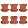 vidaXL Lončki za rastline 6 pcs Kamnito rdeča &Oslash; 12,5 x 10 cm Plastika