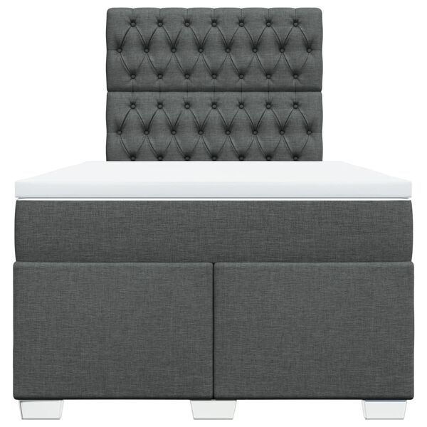vidaXL Box spring postelja z vzmetnico temno siva 120x200 cm blago