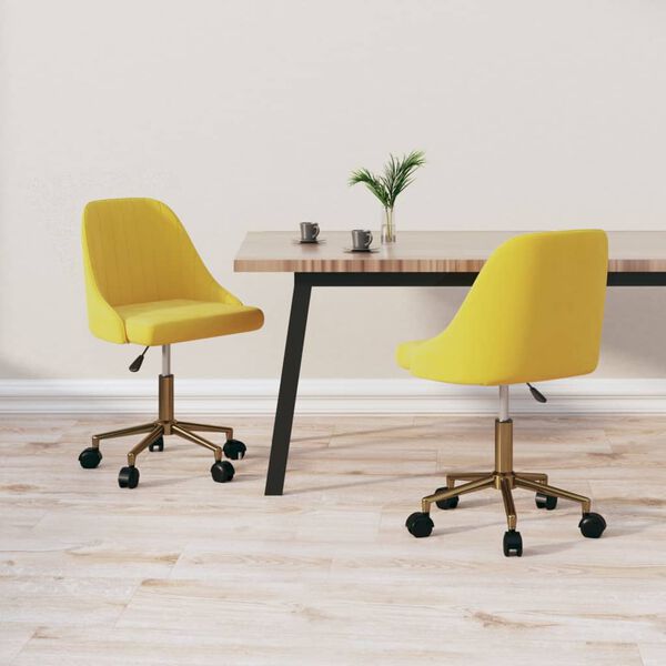 vidaXL Vrtljiv jedilni stol 2 kosa rumen žamet