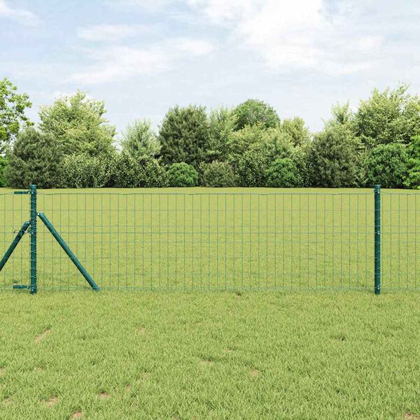 vidaXL Ograja s stebrom Zelena 0,4 x 50 m Jeklo in PVC