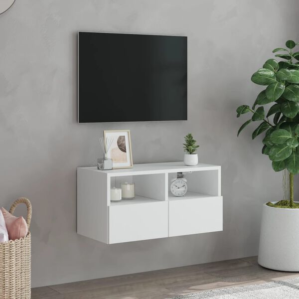 vidaXL Stenska TV omarica bela 60x30x30 cm inženirski les
