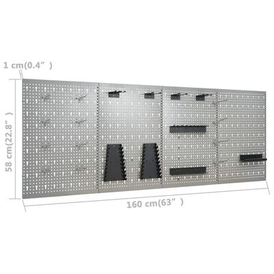vidaXL Delovna miza s štirimi stenskimi paneli in dvema omaricama