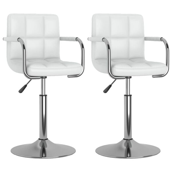 vidaXL Vrtljivi jedilni stoli 2 kosa belo umetno usnje