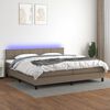vidaXL Box spring postelja z vzmetnico LED taupe 200x200 cm blago