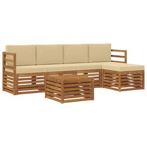vidaXL Zunanja garnitura za sedenje z blazino 6 pcs Naravna in bež