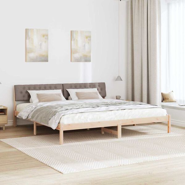vidaXL Kovinska posteljna konstrukcija Rjava in taupe 200 x 200 cm