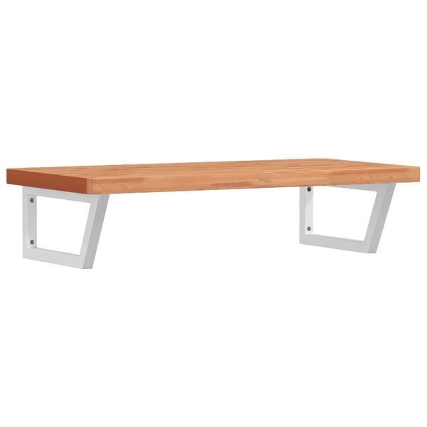 vidaXL Stenska polica za umivalnik jeklo in trdna bukovina