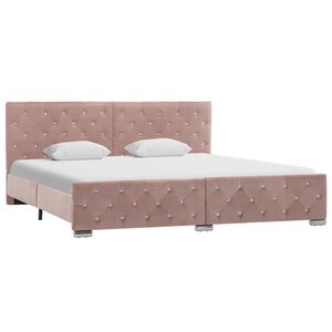 vidaXL Posteljni okvir roza žamet 180x200 cm
