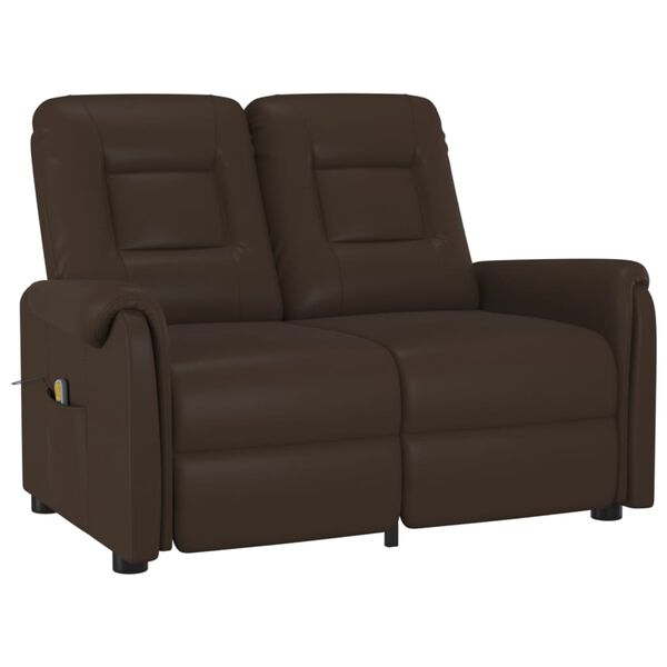 vidaXL Masažni dvosed rjavo umetno usnje