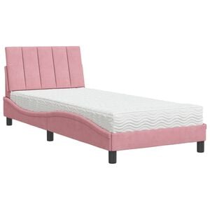 vidaXL Postelja z vzmetnico Hanko roza 80x200 cm žamet
