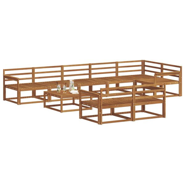 vidaXL Zunanja garnitura za sedenje 9 pcs Naravna Masiven les akacije