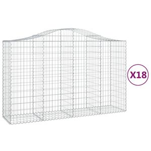 vidaXL Obokana gabionska ko&scaron;ara 18 kos 200x50x120/140cm cinkano železo