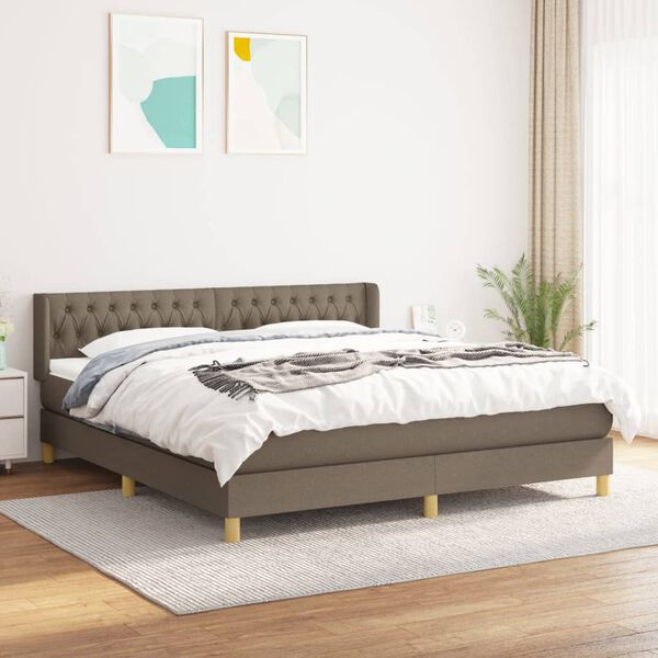 vidaXL Box spring postelja z vzmetnico taupe 180x200 cm blago