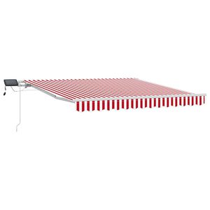 vidaXL Retraktilna tenda Rdeča in bela 350 x 250 cm Tkanina in jeklo