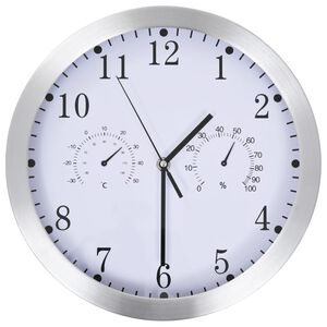 vidaXL Stenska ura s Quartz gibanjem, higrometrom in termometrom 30 cm