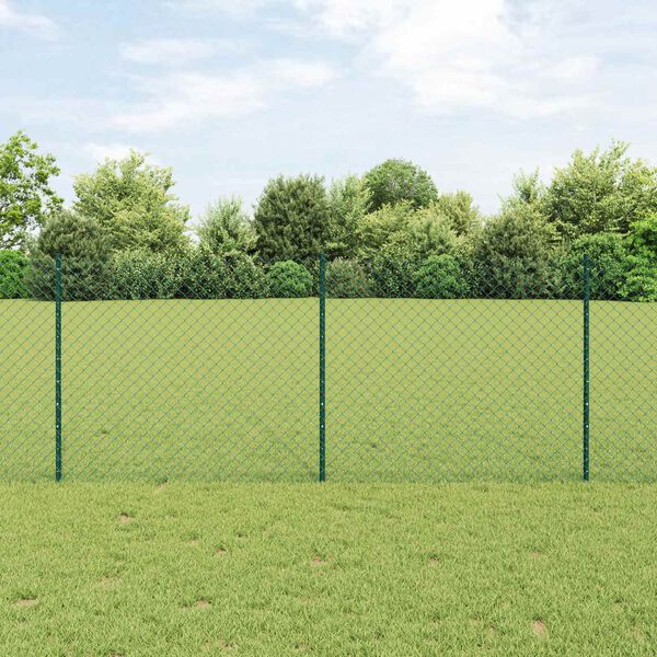 vidaXL Ograja s stebrom Zelena 1 x 10 m Jeklo in PVC