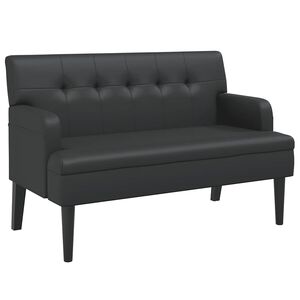 vidaXL Klop z naslonjalom črne barve 112x65,5x75 cm umetno usnje