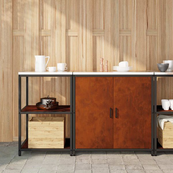 vidaXL Kuhinjski set za shranjevanje s polico z vrati 2 pcs Rjav