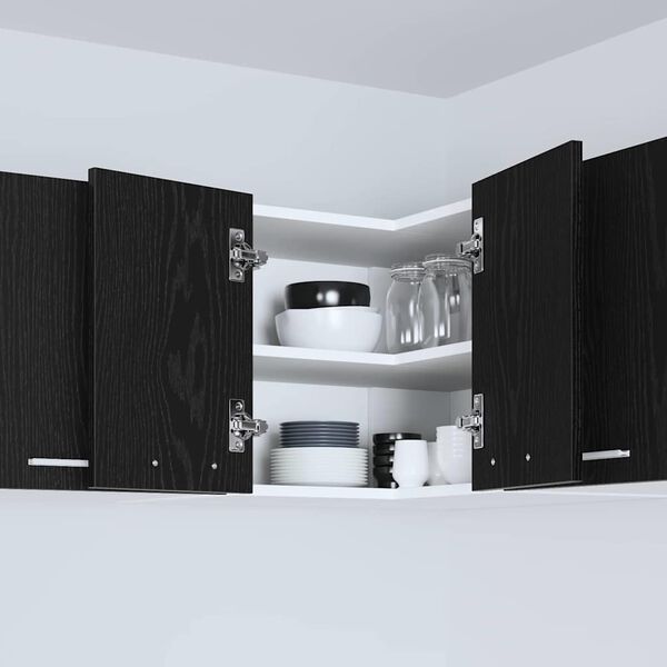 vidaXL Viseča omarica Črni hrast in bela 57 x 57 x 40 cm