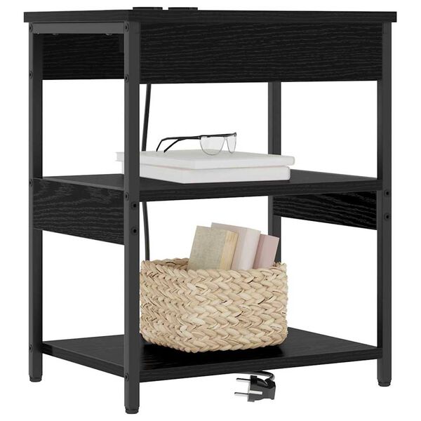 vidaXL Nočna omarica Črna Orehovina 41 x 31 x 51 cm Konstruiran les